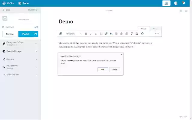 WordPress Publish Confirmation from Chrome web store to be run with OffiDocs Chromium online WordPress Publish Confirmation from Chrome web store to be run with OffiDocs Chromium online