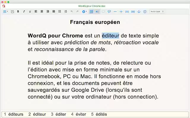 WordQ EU FR  from Chrome web store to be run with OffiDocs Chromium online