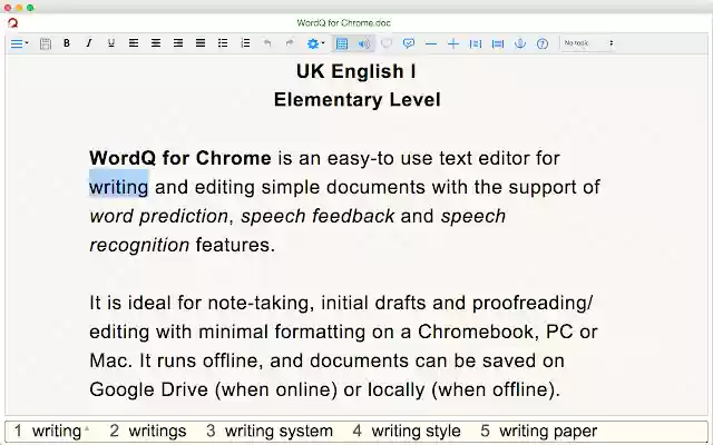 WordQ UK I Edu  from Chrome web store to be run with OffiDocs Chromium online