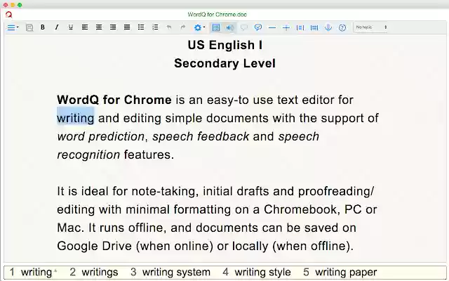 WordQ US I Edu  from Chrome web store to be run with OffiDocs Chromium online