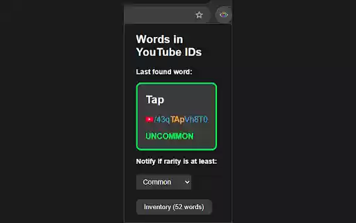 Words in YouTube IDs  from Chrome web store to be run with OffiDocs Chromium online