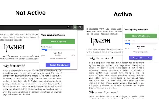 Word Spacing for Dyslexia  from Chrome web store to be run with OffiDocs Chromium online
