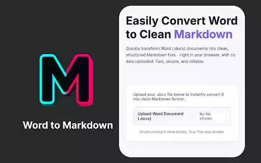 Word to Markdown Converter  from Chrome web store to be run with OffiDocs Chromium online