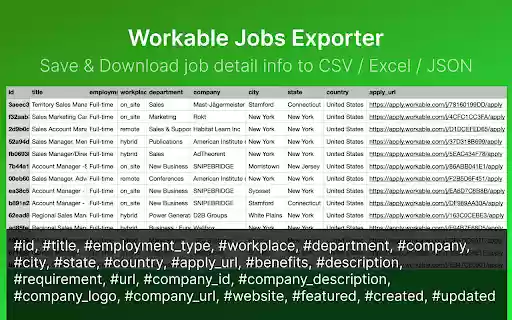 Workable Scraper: Export Job for Workable  from Chrome web store to be run with OffiDocs Chromium online