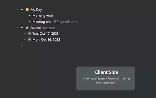Workflowy Encrypter  from Chrome web store to be run with OffiDocs Chromium online