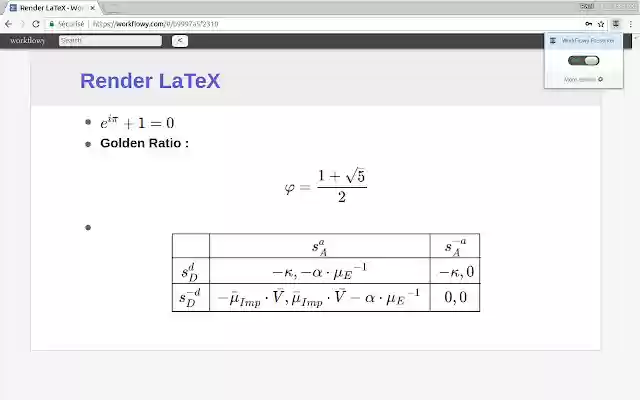 WorkFlowy Presenter  from Chrome web store to be run with OffiDocs Chromium online
