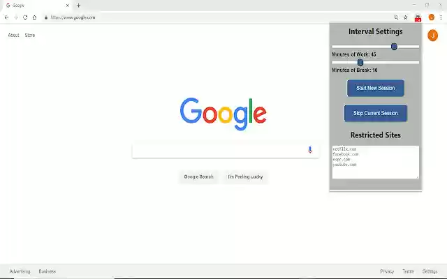 Work Interval Timer  from Chrome web store to be run with OffiDocs Chromium online