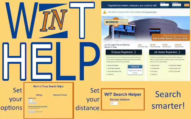 Work in Texas Search Helper  from Chrome web store to be run with OffiDocs Chromium online