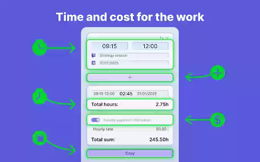 Work Time Calculator  from Chrome web store to be run with OffiDocs Chromium online