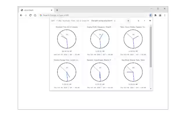 World Clock  from Chrome web store to be run with OffiDocs Chromium online