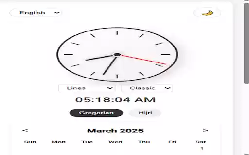 World Clock  Calendar  from Chrome web store to be run with OffiDocs Chromium online