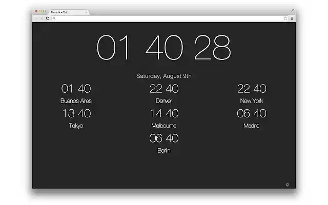 World Clocks new tab page  from Chrome web store to be run with OffiDocs Chromium online