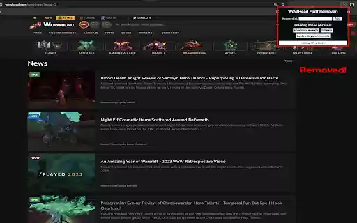 WoWHead Fluff Remover  from Chrome web store to be run with OffiDocs Chromium online