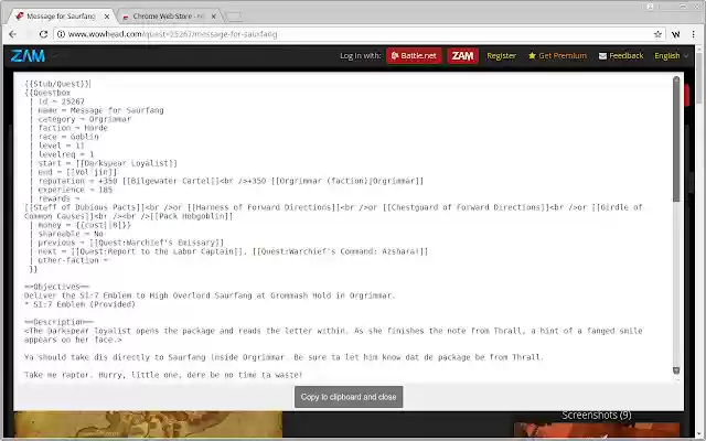 Wowpedia Editors Toolkit  from Chrome web store to be run with OffiDocs Chromium online