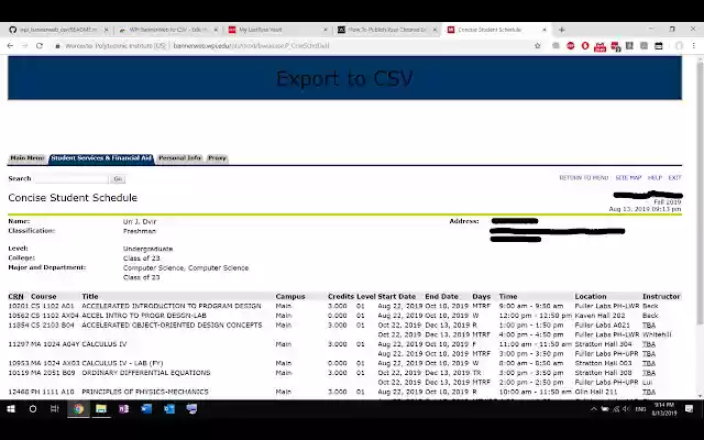 WPI BannerWeb to CSV from Chrome web store to be run with OffiDocs Chromium online WPI BannerWeb to CSV from Chrome web store to be run with OffiDocs Chromium online
