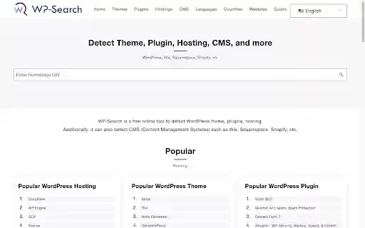 WP Search WordPress Theme, Plugin, Hosting Detector from Chrome web store to be run with OffiDocs Chromium online WP Search WordPress Theme, Plugin, Hosting Detector from Chrome web store to be run with OffiDocs Chromium online