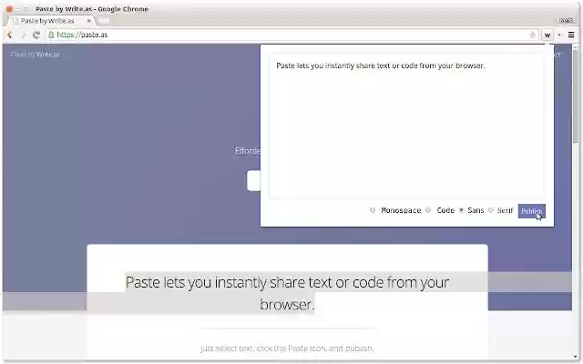 Write.as for Chrome  from Chrome web store to be run with OffiDocs Chromium online