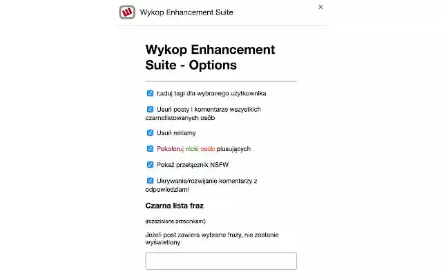 Wykop Enhancement Suite  from Chrome web store to be run with OffiDocs Chromium online