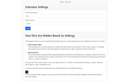 X Divs  from Chrome web store to be run with OffiDocs Chromium online
