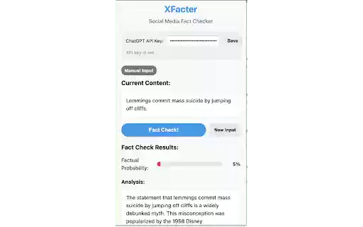 XFacter: Social Media Fact Checker  from Chrome web store to be run with OffiDocs Chromium online