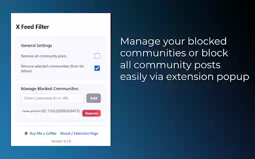 X Feed Filter  from Chrome web store to be run with OffiDocs Chromium online