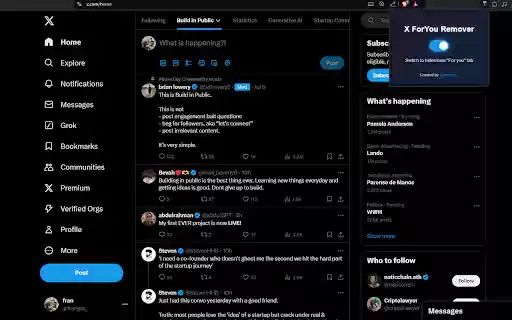 X ForYou Tab 从 Chrome 网上应用店中移除，以便与 OffiDocs Chromium 在线运行