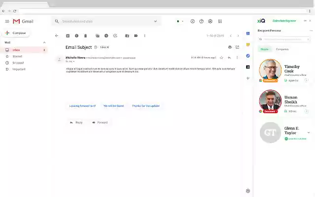 xiQ Gmail Extension  from Chrome web store to be run with OffiDocs Chromium online