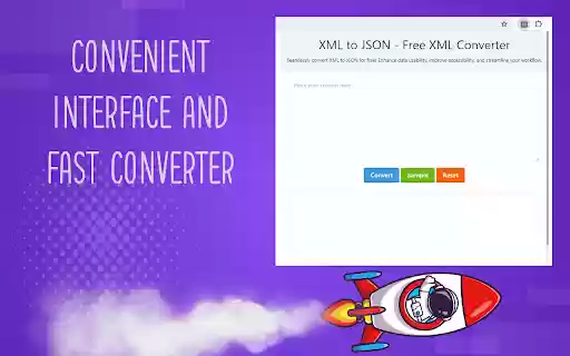 XML to JSON Free XML Converter  from Chrome web store to be run with OffiDocs Chromium online