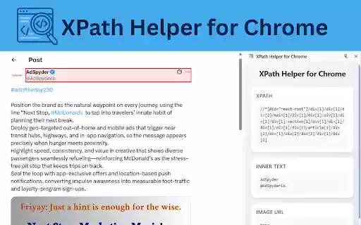 XPath Helper for Chrome  from Chrome web store to be run with OffiDocs Chromium online