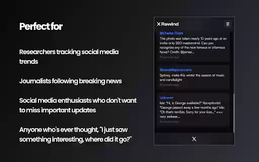 X Rewind: Post History Tracker  from Chrome web store to be run with OffiDocs Chromium online