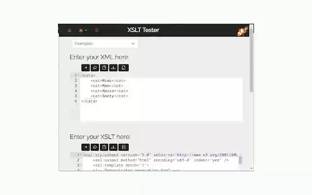 XSLT Tester  from Chrome web store to be run with OffiDocs Chromium online