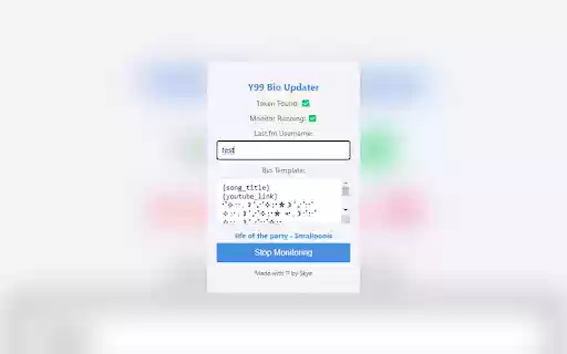 Y99 Bio Updater  from Chrome web store to be run with OffiDocs Chromium online