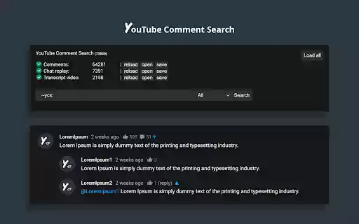 YCS YouTube Comment Search (Continued)  from Chrome web store to be run with OffiDocs Chromium online