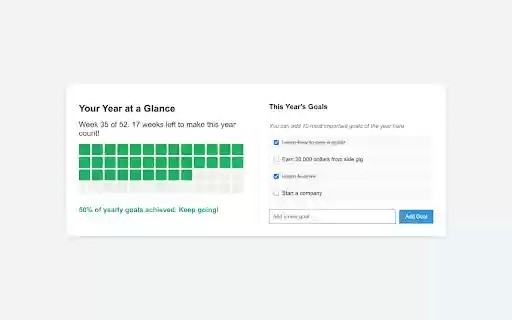 Year Progress  Goals Tracker  from Chrome web store to be run with OffiDocs Chromium online