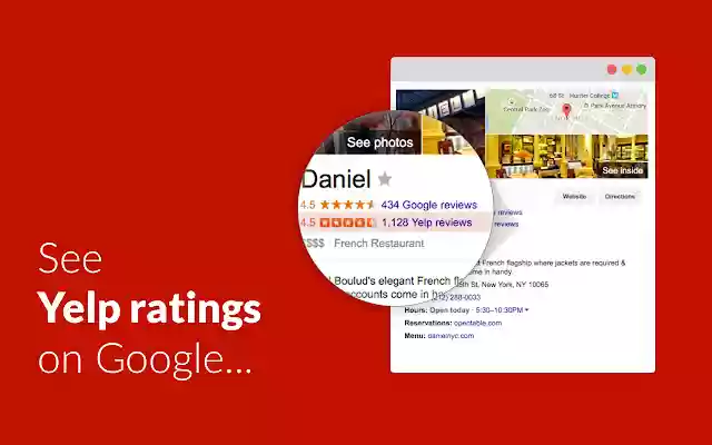 Yelpify  from Chrome web store to be run with OffiDocs Chromium online