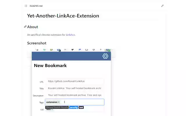 Yet Another LinkAce Extension  from Chrome web store to be run with OffiDocs Chromium online