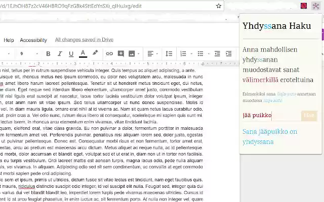 Yhdyssana Haku  from Chrome web store to be run with OffiDocs Chromium online