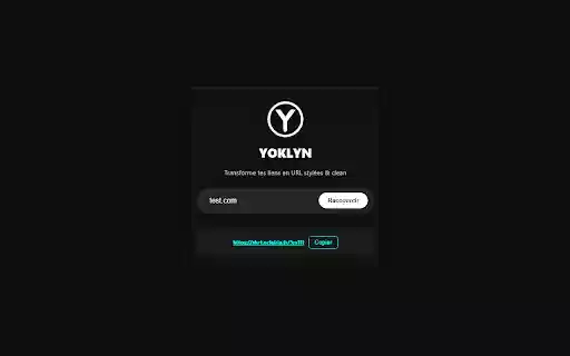 Yoklyn Raccourcisseur de lien  from Chrome web store to be run with OffiDocs Chromium online