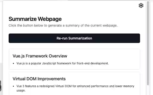 Your Own Webpage Summariser  from Chrome web store to be run with OffiDocs Chromium online
