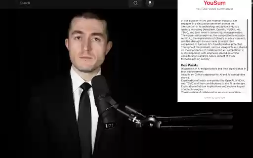 YouSum YouTube Video Summarizer  from Chrome web store to be run with OffiDocs Chromium online