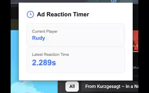 YouTube Ad Reaction Timer  from Chrome web store to be run with OffiDocs Chromium online