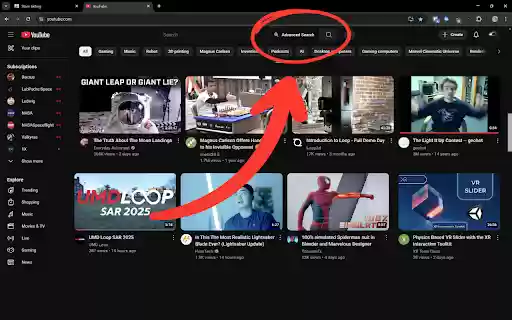 YouTube Advanced Search  from Chrome web store to be run with OffiDocs Chromium online