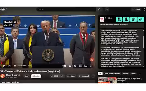 Youtube AI Helper  from Chrome web store to be run with OffiDocs Chromium online
