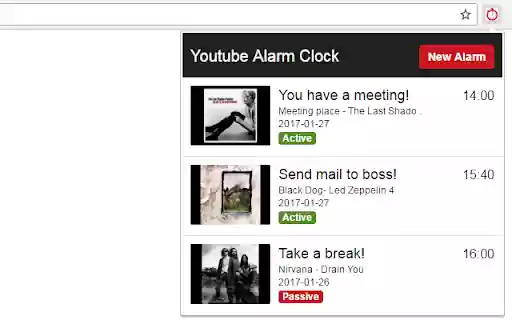 Youtube Alarm Clock  from Chrome web store to be run with OffiDocs Chromium online