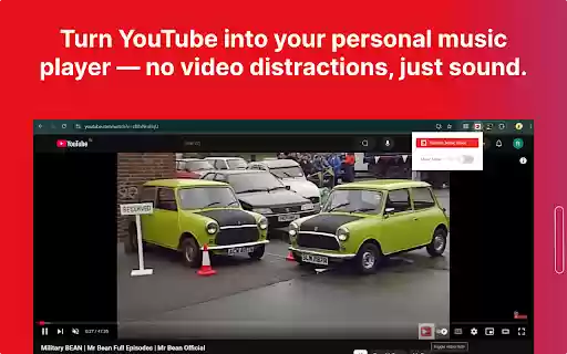 YouTube Audio Mode – Distraction Free Listening  from Chrome web store to be run with OffiDocs Chromium online