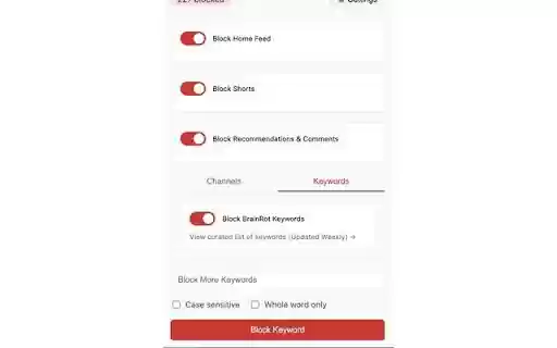 YouTube Brainrot Blocker Advanced filtering for YouTube  from Chrome web store to be run with OffiDocs Chromium online