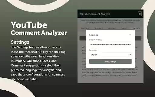 YouTube Comment Analyzer  from Chrome web store to be run with OffiDocs Chromium online