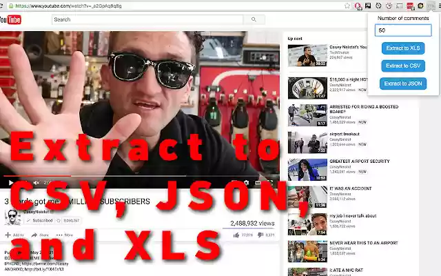 YouTube Comment Exporter  from Chrome web store to be run with OffiDocs Chromium online