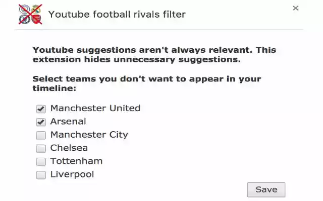 Youtube football rivals filter  from Chrome web store to be run with OffiDocs Chromium online
