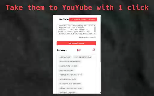YouTube K(AI)words Generator from Chrome web store to be run with OffiDocs Chromium online YouTube K(AI)words Generator from Chrome web store to be run with OffiDocs Chromium online